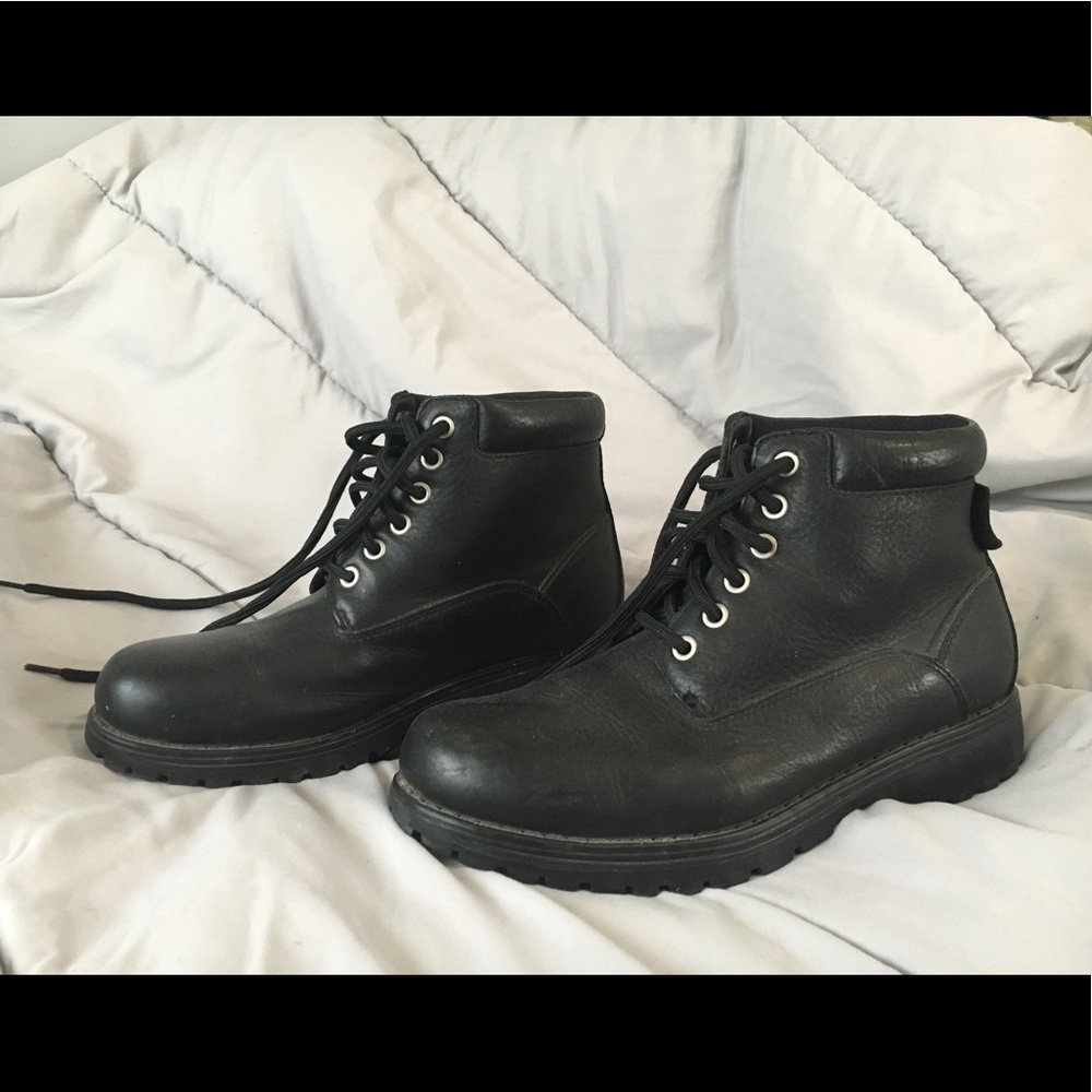 Black genuine leather boots